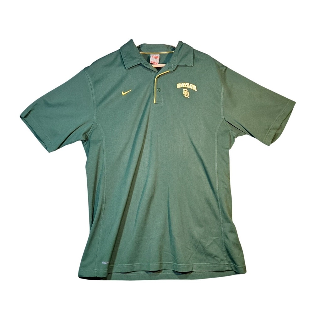 Nike Baylor‎ Bears Green NCAA Team Polo Shirt Men's XXL Fit Dry